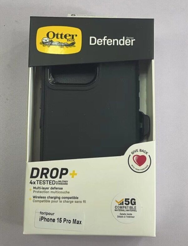 New OtterBox Defender Case with Holster Case For iPhone 15 Pro Max-Black | Price For Sale - Refurbished