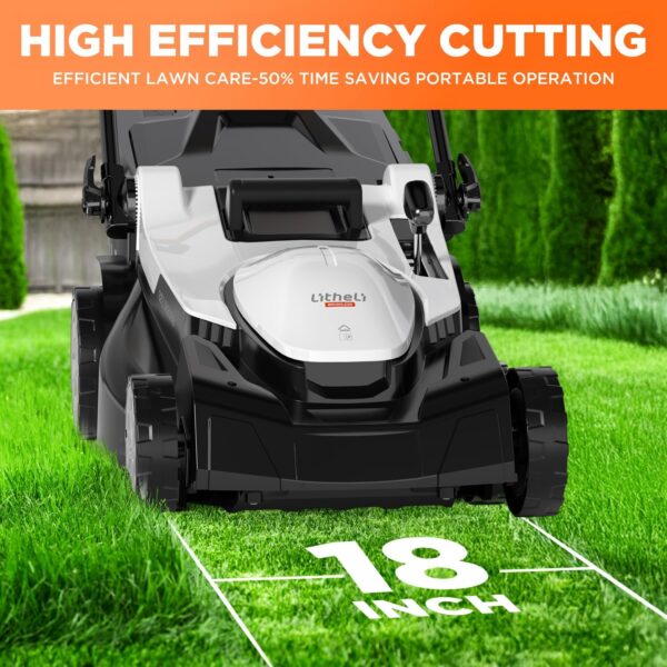 Litheli 18" Electric Lawn Mower for Garden Yards, Lightweight Cordless Lawn Mower Brushless with 6-Position Height Adjustment, 2 x 20V 4.0Ah Battery and Charger Include - For Sale - Price - Image 6