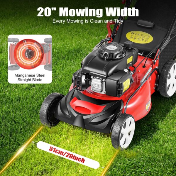 21-Inch Gas Push Lawn Mower, 5HP 140CC Self Propelled Gas Lawn Mower, Single Cylinder OHV Gasoline Engine, Foldable Lawn Mower for Sports Fields Community Greening Urban Gardens - For Sale - Price - Image 7