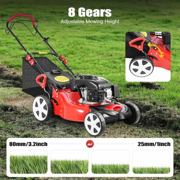 21-Inch Gas Push Lawn Mower, 5HP 140CC Self Propelled Gas Lawn Mower, Single Cylinder OHV Gasoline Engine, Foldable Lawn Mower for Sports Fields Community Greening Urban Gardens - For Sale - Price - Image 8