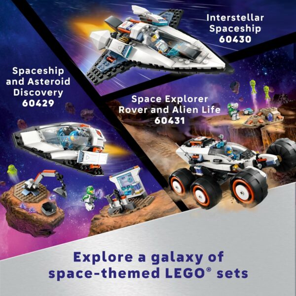 LEGO City Spaceship and Asteroid Discovery Toy Building Set, Gift for Kids Ages 4 Years Old and Up who Love Pretend Play, Includes 2 Space Crew Minifigures, Alien, Crystals, and Crane Toy, 60429 - For Sale - Price - Image 7