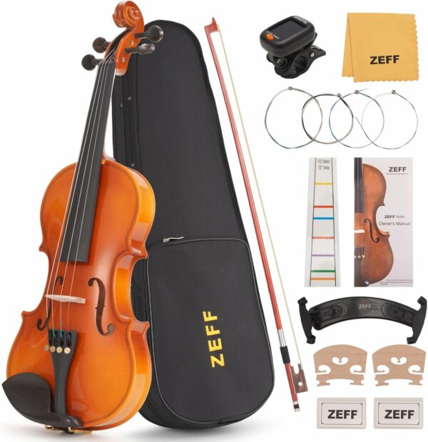 ZEFF Violin Size 3/4 Acoustic Violin with Bow, Case,Tuner, Bridge, Violin Strings, Starter Violin with Accessory Kit, Flame Maple Wooden Stringed Musical Instruments - For Sale - Price