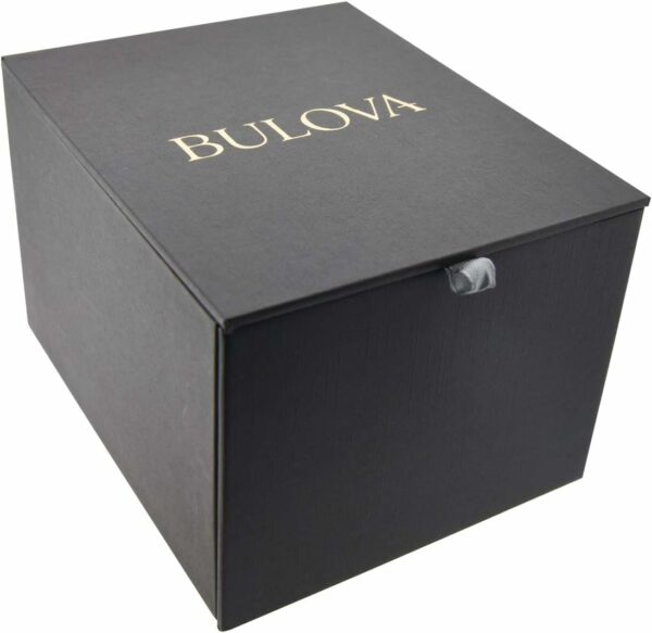 Bulova Men's Classic Wilton 3-Hand 21-Jewel Watch, 60 Hour Power Reserve, Luminous Hands, Open Aperture, Roman Numeral Markers Domed Sapphire Crystal, 43mm, Stainless Steel/Black Dial - For Sale - Price - Image 4