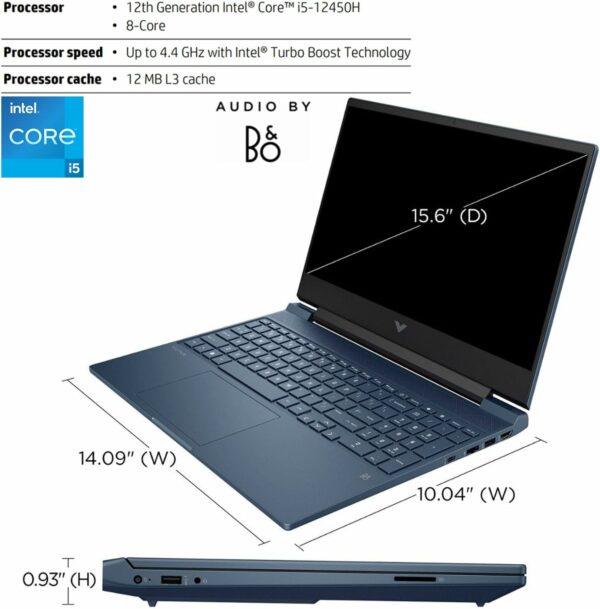 HP Victus 15.6 i5 Gaming Laptop, 15.6" FHD 1920*1080 144Hz, Intel Core i5-12450H, NVIDIA GeForce RTX 3050, 16GB RAM, 1TB SSD, Backlit KB, Touchpad, SD Card Reader, Webcam, HDMI, Wi-Fi 6, W11 H, Blue - For Sale - Price - Image 4