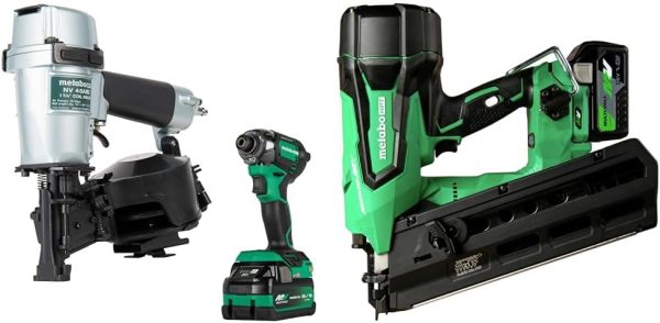 Bundle of Metabo HPT Pneumatic Roofing Nailer + 18V Impact Driver Pro Bundle Kit, KNV45AB2 + Metabo HPT 36V MultiVolt Cordless Framing Nailer | NR3690DR, Price For Sale