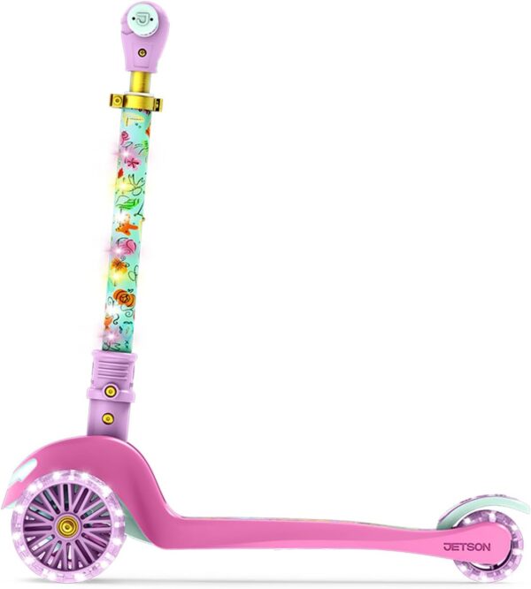 Jetson Character Kids Kick Scooter, LED Lights on Stem & Light-Up Wheels, Lightweight Frame, Height-Adjustable Handlebar, Lean-to-Steer System, Easy-Fold Mechanism - For Sale - Price - Image 3