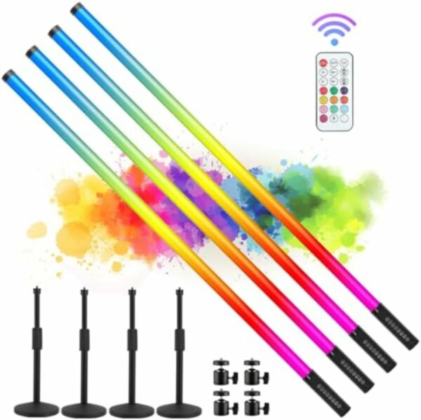 4Pack 4800mAh Battery Powered 4ft RGB led Tube dj Light bar with Stand Colored Video Stick Lights for 360 Photo Booth Studio Dance Club Party Wedding Events Stage Lighting - For Sale - Price