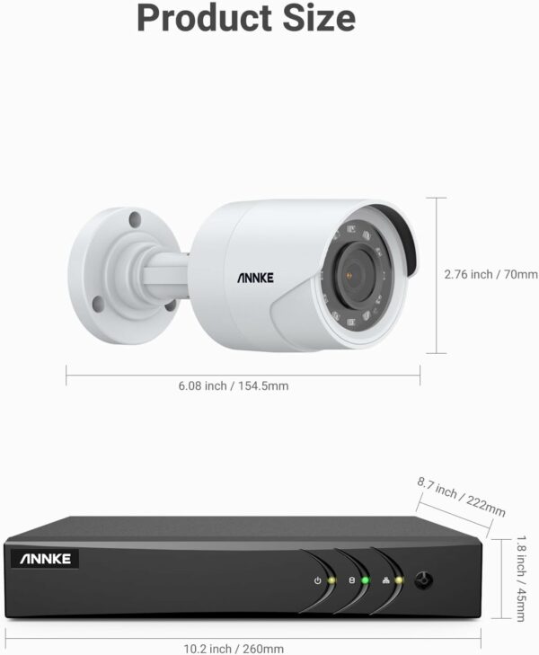 ANNKE 3K Lite Wired Security Camera System with AI Human/Vehicle Detection, H.265+ 8CH Surveillance DVR with 1TB Hard Drive and 8 x 1080p HD Outdoor CCTV Camera, 100 ft Night Vision, Remote Access - For Sale - Price - Image 9