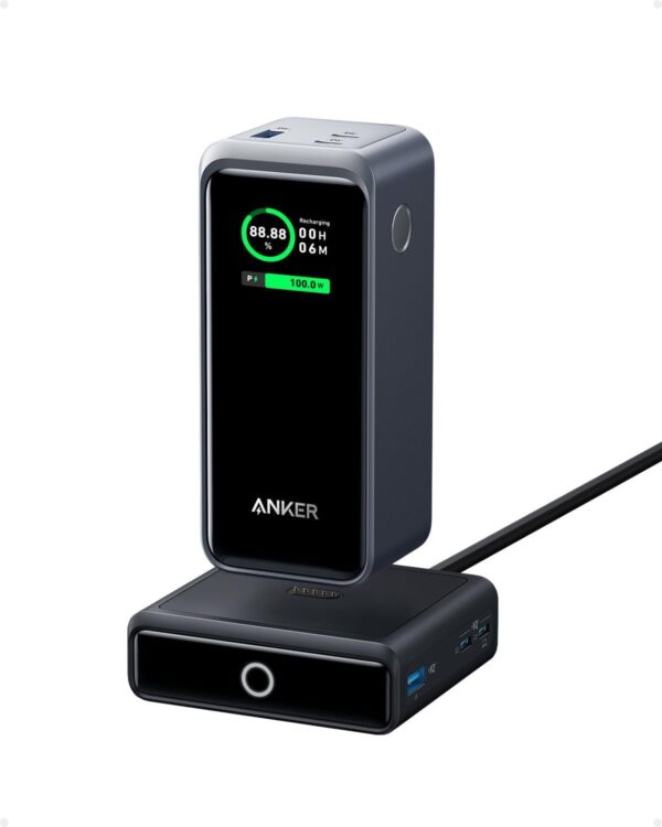 Anker Prime Power Bank 200W, 20,000mAh Portable Charger 3-Port with 100W Charging Base, Smart Digital Display, Compatible with iPhone 16/15/15 Plus/15 Pro/15 Pro Max/14 Series, MacBook, Samsung, Dell - For Sale - Price