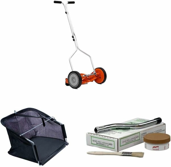 American Lawn Mower Company 1204-14 14-Inch Push Reel Lawn Mower & Sharpening Kit & Grass Catcher Bundle - For Sale - Price