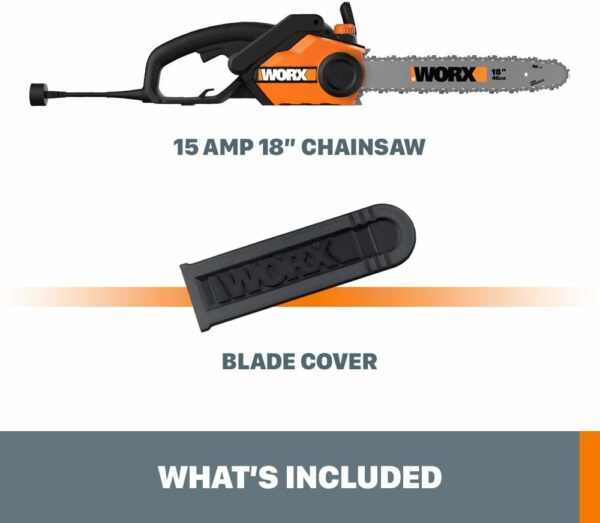 Worx WG304.2 Saw 18-Inch 15.0 Amp Electric Chainsaw with Auto-Tension, Chain Brake - For Sale - Price - Image 6