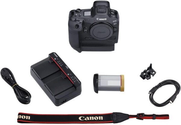 Canon EOS R3 Mirrorless Camera (4895C002) + Sony 64GB Tough SD Card + Card Reader + LED Light + Corel Photo Software + HDMI Cable + Case + Flex Tripod + Hand Strap + Cap Keeper + More (Renewed) - For Sale - Price - Image 2