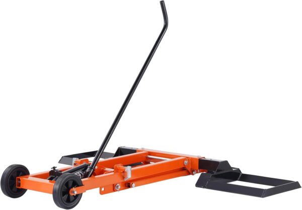 VEVOR Lawn Mower Lift with Hydraulic Jack, 500 Lbs Weight Capacity, Solid Carbon Steel Lawn Mower Lift, Adjustable Movable Lawn Lifter for Riding Tractors and Zero Turn Lawn Mowers, Orange - For Sale - Price - Image 9