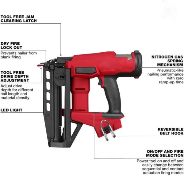 Finish Nail Gun, Nail Gun for Milwaukee 3020-20 M18 FUEL 18V 16 Gauge Straight Finish Nailer - Bare Tool, Price For Sale