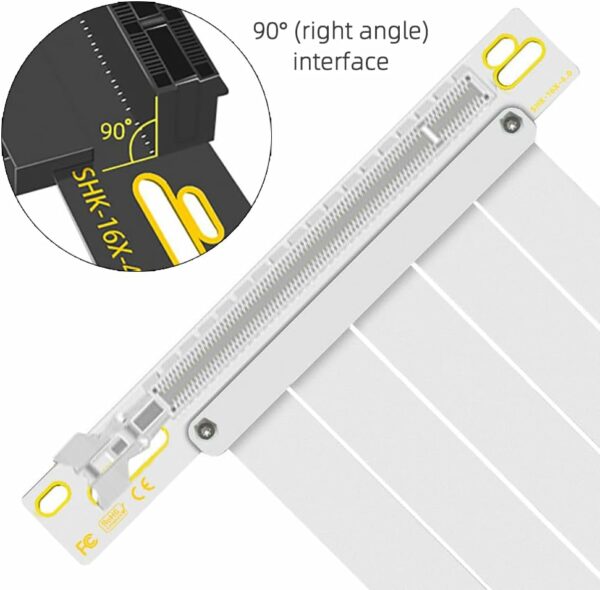 PCIe 4.0 X16 Riser Cable, Cable Length 200mm, 90 Degree Right Angle Shielded High Speed GPU Extension Cable Compatible with Gen 4 GPUs, Such as RTX4090 RTX3060 RX7900 (PCI-E-4.0-White) - For Sale - Price - Image 9