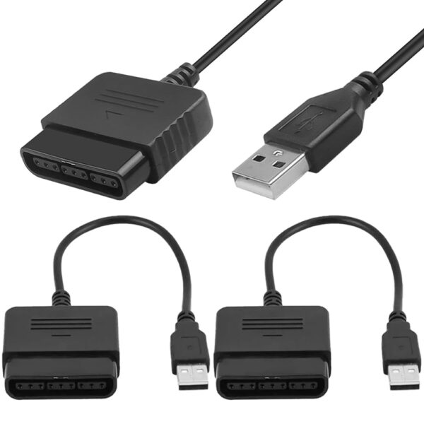 for PS2 Controller to USB Adapter Converter Cable, for PlayStation 2/3 Female Plug to USB 2.0 Male Adapter Converter Cord for PS1/for PS2 Controller Gamepad to for PS3/PC Controller (2 Pcs), Price For Sale