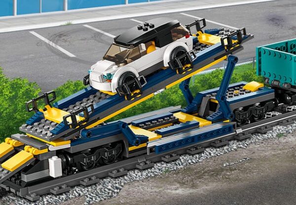 LEGO City Freight Train Set, 60336 Remote Control Toy for Kids Aged 7 Plus with Sounds, 2 Wagons, Car Transporter, 33 Track Pieces and 2 EV Car Toys, Price For Sale - Image 4