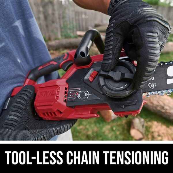 SKIL PWR CORE 20 Brushless 20V 12'' Handheld Lightweight Chainsaw Kit with Tool-free Chain Tension & Auto Lubrication, Includes 4.0Ah Battery and Charger-CS4562B-10 - For Sale - Price - Image 4