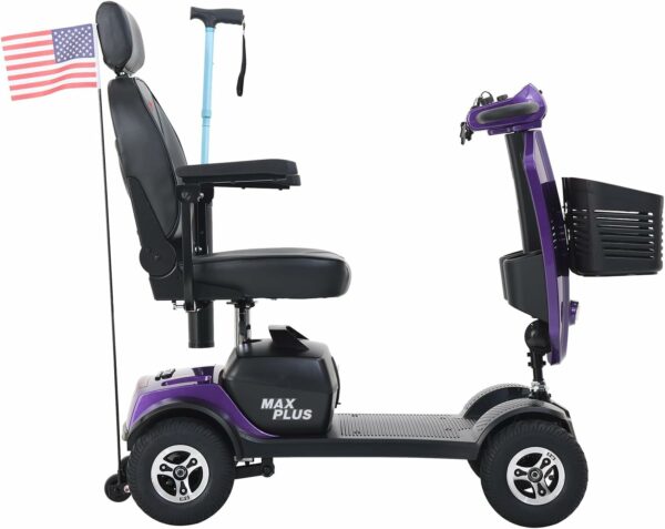 Mobility Scooters for Seniors & Adults 400lbs Capacity，4 Wheel Electric Power Mobile Wheelchair with Lights Collapsible and Compact Duty Travel Scooter w/Basket Extended Battery (Purple) - For Sale - Price - Image 8