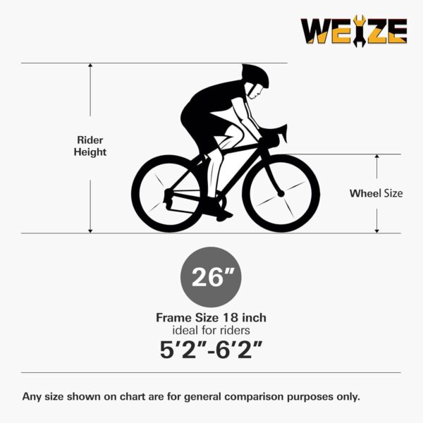 WEIZE Mountain Bike, 26/27.5 inch Outdoor Cycling Bike,18-Speed/High-Carbon Steel/Dual Full Suspension, Adjustable Ergonomic Seat for Men Women Adult, MTB Bicycle with Suspension Fork,Sleek Colors - For Sale - Price - Image 6