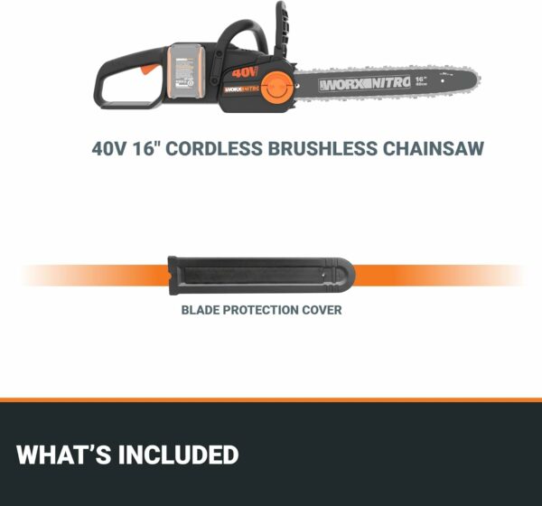 Worx Nitro 40V 16" Cordless Brushless Chainsaw 4.0 Ah Tool Only WG385.9 - For Sale - Price - Image 7