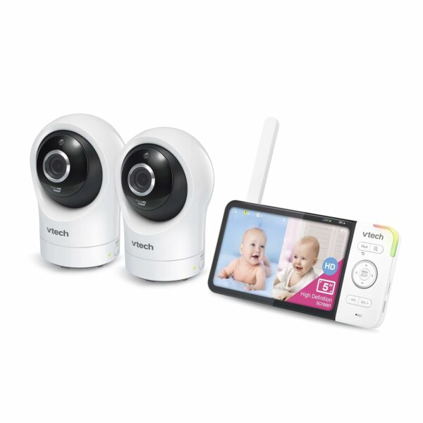 VTech RM5764-2HD 1080p Smart WiFi Remote Access 2 Camera BabyMonitor, 360° Pan & Tilt, 5" 720p HD Display, Night Vision, Soothing Sounds, 2-Way Talk, Temperature & Motion Detection, iOS & Android - For Sale - Price - Image 13