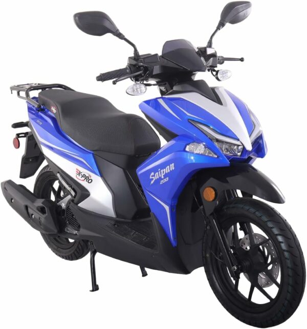 X-PRO Saipan 200 EFI Electronic Fuel Injection Scooter with CVT Transmission, 14" Alloy Wheels, LED Headlights!(Factory Package, Blue) - For Sale - Price