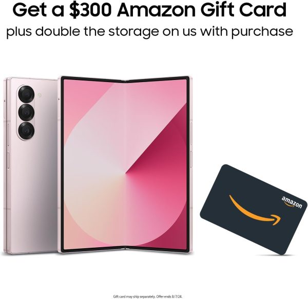 SAMSUNG Galaxy Z Fold 6 AI Cell Phone + $300 Amazon Gift Card + Large Storage Launch Bundle 512GB Unlocked Android Smartphone, Circle to Search, AI Photo Edits, US Version, 2024, Pink, Price For Sale