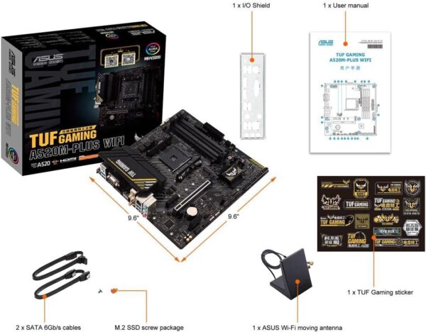 ASUS TUF Gaming A520M-PLUS (WiFi) AMD AM4 (3rd Gen Ryzen™) microATX Motherboard (M.2 Support, 802.11ac Wi-Fi, DisplayPort, HDMI, D-Sub, USB 3.2 Gen 1 Type-A and Aura Addressable Gen 2 headers) - For Sale - Price - Image 4