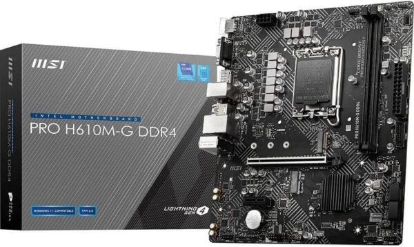 MSI PRO H610M-G DDR4 Motherboard (12th/13th/14th Gen Intel Core, LGA 1700 Socket, DDR4, PCIe 4, SATA 6Gb/s, 1Gbps LAN, M.2 Slots, USB 3.2, mATX) - For Sale - Price