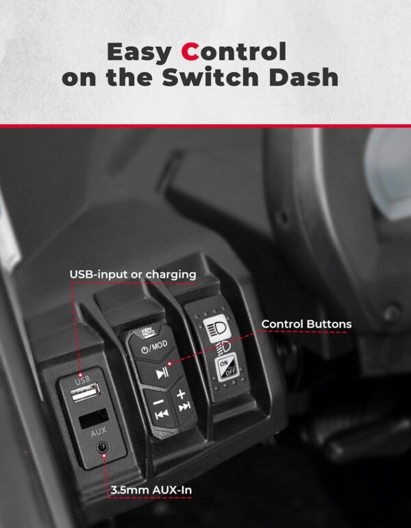 KEMIMOTO UTV Sound System 6.5 Inch Speakers UTV Sound Bar Overhead Stereo Bluetooth for UTVs Fits 1.625-1.9in Roll Cages Compatible with Can-Am X3 & X3 Max, Polaris RZR XP 1000, Uforce - For Sale - Price - Image 4