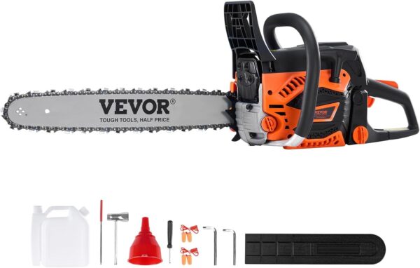 VEVOR Gas Chainsaw 52CC 2-Cycle Gasoline Powered Chainsaw 18 Inch Handheld Cordless Petrol Chain Saws For Forest, Wood, Garden and Farm Cutting Use - For Sale - Price