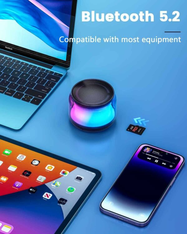 LENRUE Portable Bluetooth Speakers with Colorful Lights, Loud Sound, Small Bluetooth Speaker with Wireless Stereo Pairing, Mini Gifts for Kids, Teen, Girls, Boys, Women - For Sale - Price - Image 5