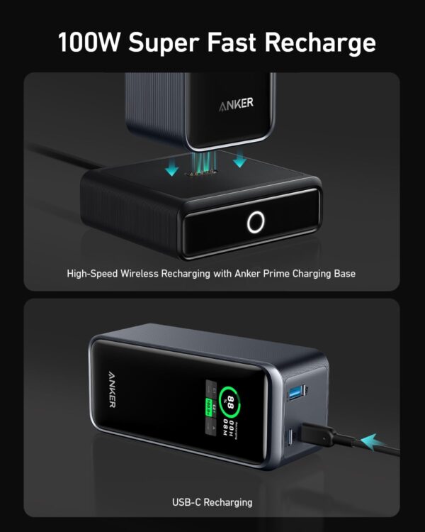 Anker Prime Power Bank 200W, 20,000mAh Portable Charger 3-Port with 100W Charging Base, Smart Digital Display, Compatible with iPhone 16/15/15 Plus/15 Pro/15 Pro Max/14 Series, MacBook, Samsung, Dell - For Sale - Price - Image 3