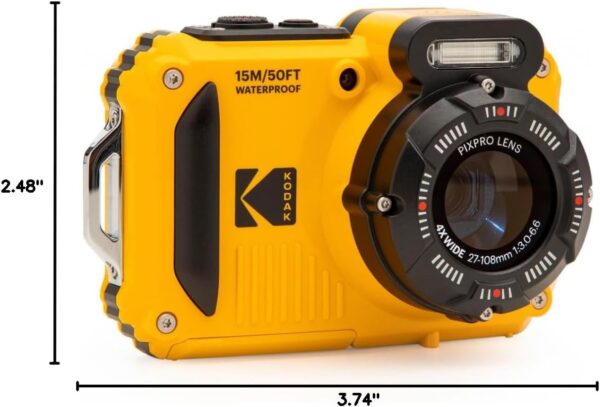 KODAK PIXPRO WPZ2 Rugged Waterproof Shockproof Dustproof WiFi Digital Camera 16MP 4X Optical Zoom 1080P Full HD Video Vlogging Camera 2.7" LCD (Yellow) - For Sale - Price - Image 11