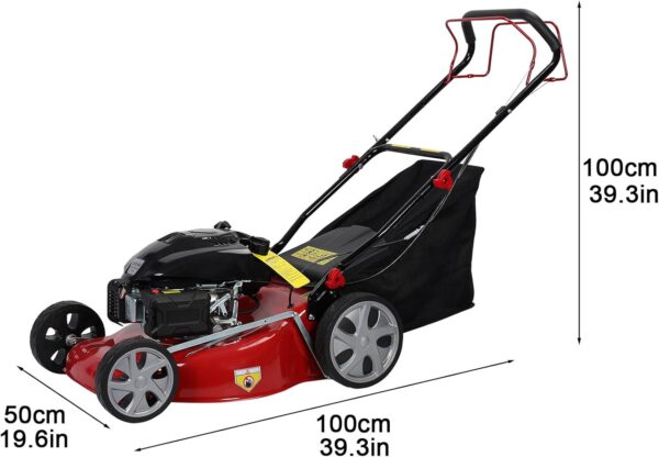 Self Propelled Gas Lawn Mower, 141cc Gas Engine Lawn Mower with 20 Inches Blade, Walk-Behind Lawn Mower, Cordless Lawn Mower Push Lawn Mower with 50L Grass Tank, Big Wheels, USA Fast Arrival - For Sale - Price - Image 8