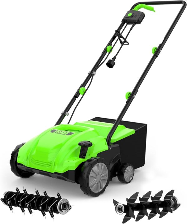 UUT Electric Dethatcher Scarifier 2-in-1 Lawn Scarifier with 13” Path Powerful 12 AMP Motor 30L Collection Bag 4-Position Depth Control Easy Storage Foldable Handle for Small to Medium Lawns - For Sale - Price