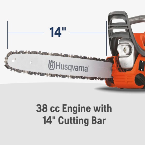 Husqvarna 120 Mark III Gas Chainsaw, 38-cc, 2-Cycle X-Torq Engine, 14 Inch Chainsaw with Automatic Oiler, For Wood Cutting and Tree Pruning - For Sale - Price - Image 2