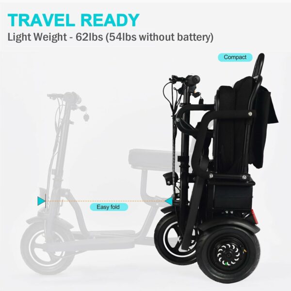 MotoTec Folding Mobility Electric Trike 48v 700w Dual Motor Lithium Black, 42x22x33 Inch, MT-FOLD-TRK-700 - For Sale - Price - Image 10