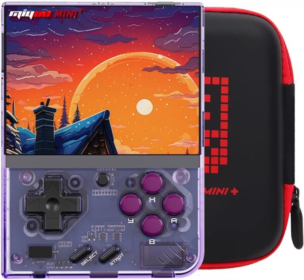 Miyoo Mini Plus Retro Gaming Console with Portable Case, Handheld Game Console with 3000mAh Battery 3.5'' IPS Screen, Compatible with a Large Variety of Classic Games. Support WiFi & RTC, Purple - For Sale - Price