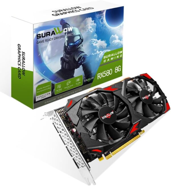 RX 580 8GB Graphics Card, 2048SP,GDDR5,256 Bit Graphics Card for Gaming PC,PCIE 3.0,Twin Freeze Fans Computer Video Card with HDMI/DP/Ports（Style 1） - For Sale - Price