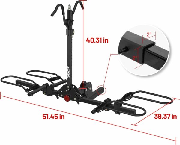 Young 200 lb 2-Bike Rack Hitch Mount Platform Style for Cars Trucks SUVs Minivans, fits MTB Gravel Road Bike with Up to 5-inch Fat Tire Carrier Rack - 2" Hitch Receiver - For Sale - Price - Image 8