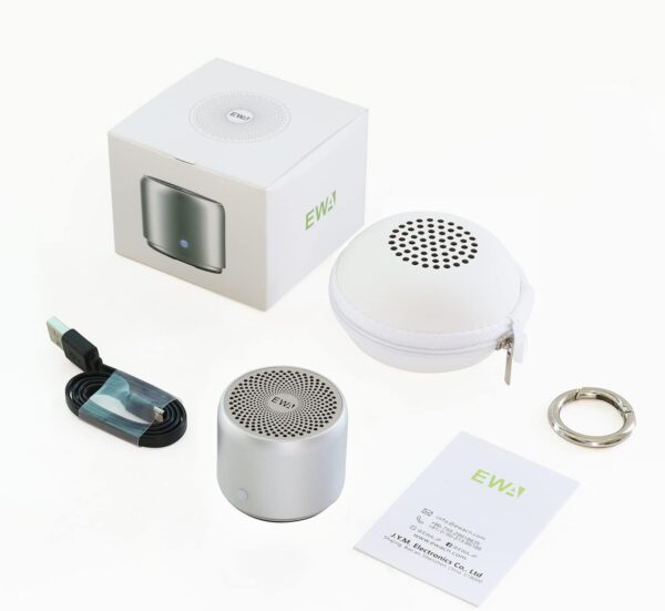 Travel Case Packed, Wireless Mini Bluetooth Speaker with Custom Bass Radiator. EWA A106, Small But Loud, The Next Generation of Portable Speakers for Home, Outdoors, Shower (Silver)1.89* 1.57 inches - For Sale - Price - Image 7