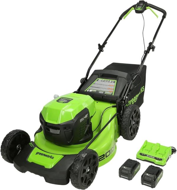 Efficient & Eco-Friendly Cordless Lawn Mower with LED Headlights, Dual Batteries & Rapid Charger, Price For Sale