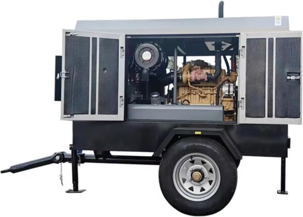 Portable Air Compressor for Water Well Drilling Rig,Rotary Screw Air Compressor with Large Capacity Tank, Price For Sale