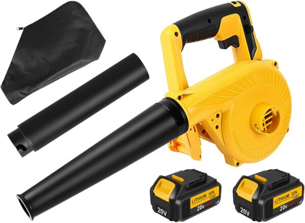 Leaf Blower 20v Max Compatible with Dewalt 20V Battery, Cordless Leaf Blower, 2-in-1 Handheld Electric Leaf Blower & Vacuum (2 *Batteries Included)