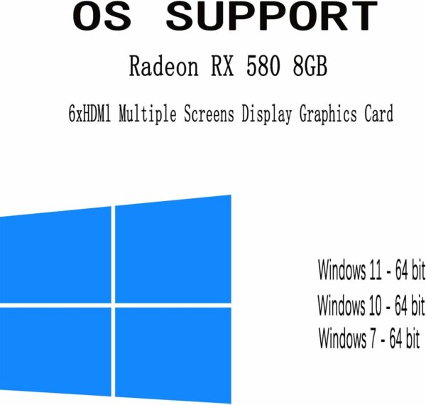 Radeon RX580 8G Graphics Card, with 6 HDMI Monitor Graphics Card,Computer PC GPU GDDR5 128 Bit DirectX 12 PCI Express X16 3.0, DisplayPort Low-Profile Video Cards (AMD RX580 8G 6HDMI) - For Sale - Price - Image 9