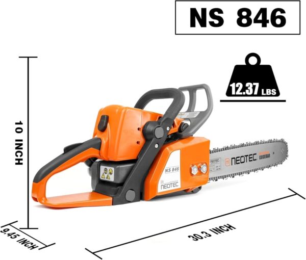 NEOTEC 45.4cc Gas Chainsaw, NS846 Powerhead with 16 Inch Guide Bar and Chain, Power Chain Saw 3.0 HP 2,24KW, All Parts Compatible with MS250 MS230 MS210 025 023 025 Chainsaw - For Sale - Price - Image 4