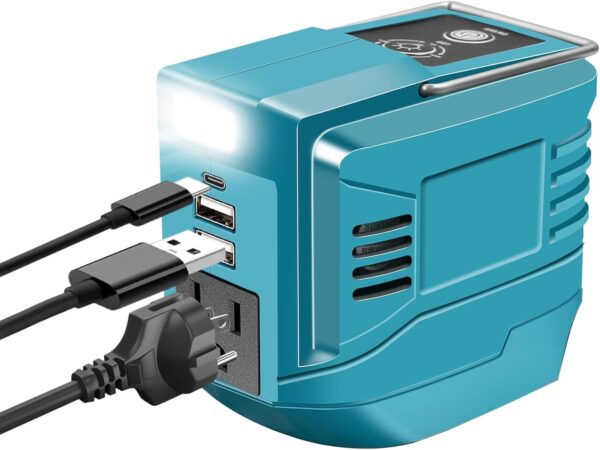 200W Portable Power Inverter for Makita 18V Battery, DC 18V to AC 110-120V, Outdoor Generator Battery Converter, Charger Adapter Battery Powered Outlet with 2 USB Ports, 1 Type-C, 1 AC Outlet - For Sale - Price