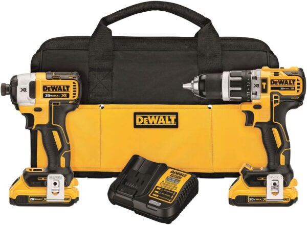 DEWALT 20V MAX XR Brushless Impact Driver and Hammer Drill Combo Kit, Compact 2.0Ah (DCK287D2), Black, Price For Sale